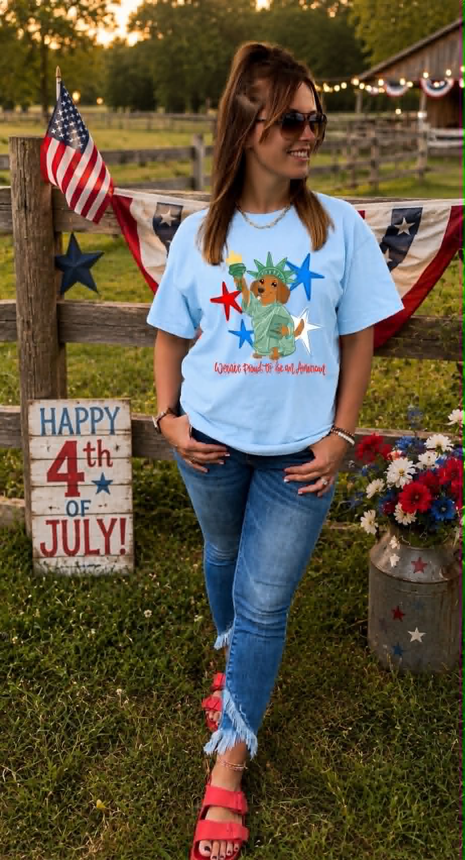 Light Blue "Weenie Proud to Be an American" Tee