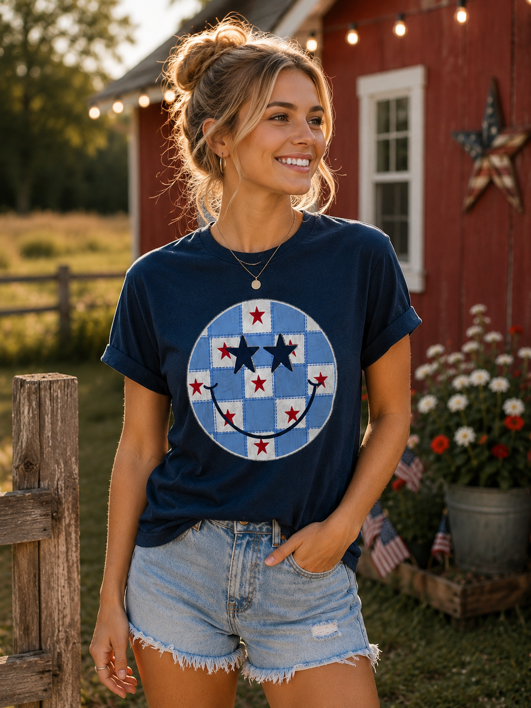 Patriotic Smiley Face Tee