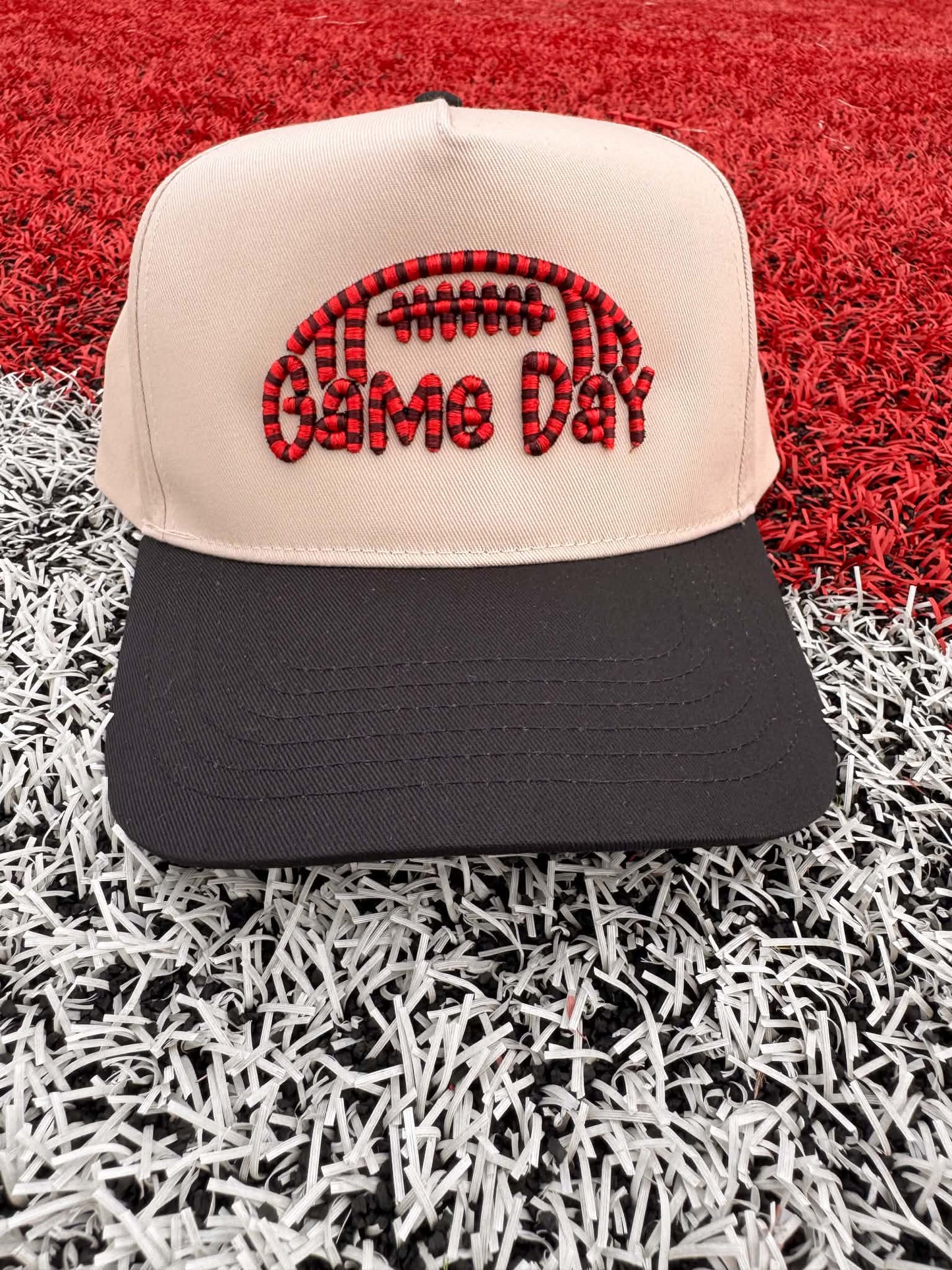 Game Day Rope Puff Trucker Hat – Red & Black