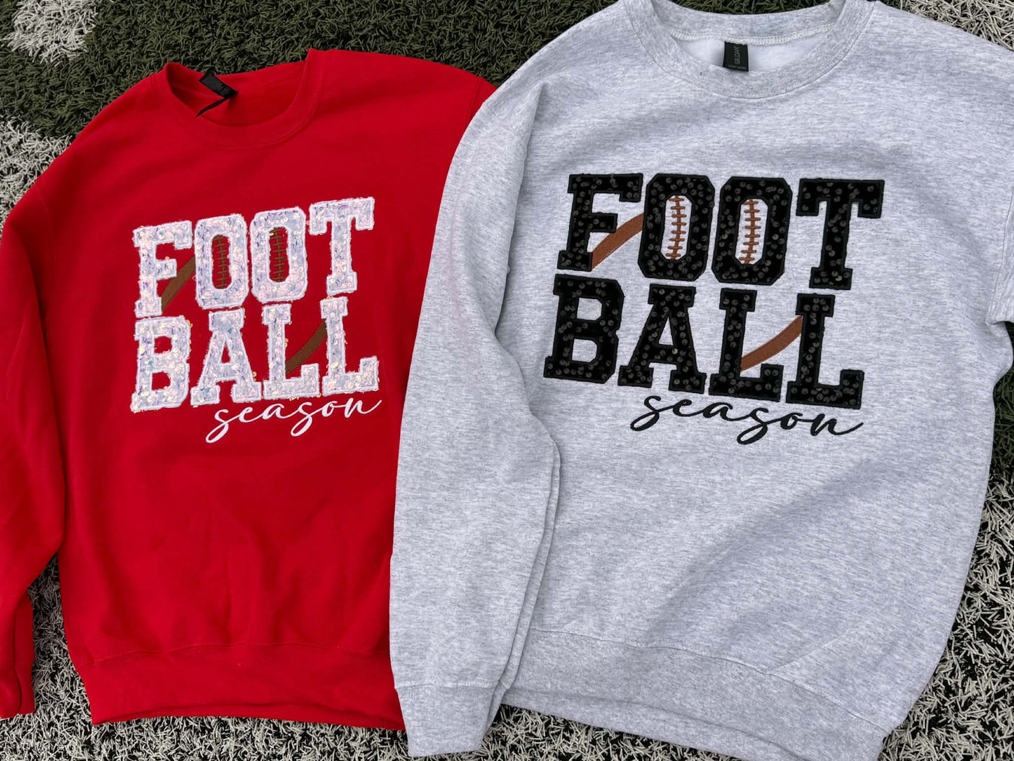 Ash Gray Sequin "Football Season" Crewneck