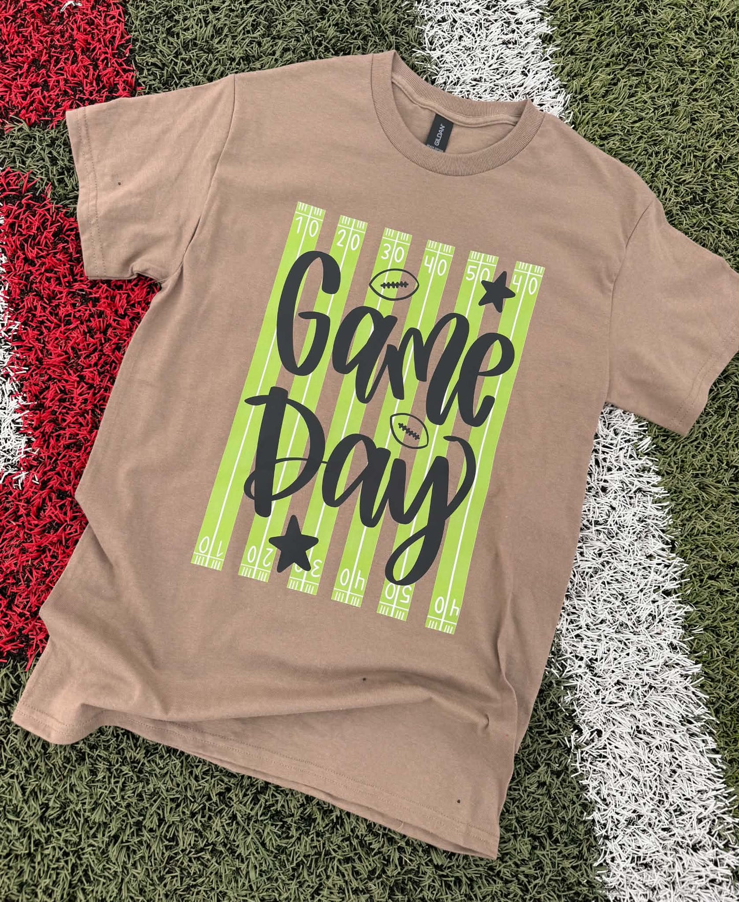 Brown "Game Day" Football Field Tee 🏈💚
