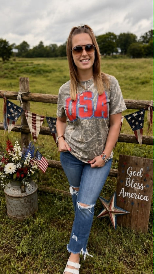 Camo Patriotic Tee - 2 Color Options