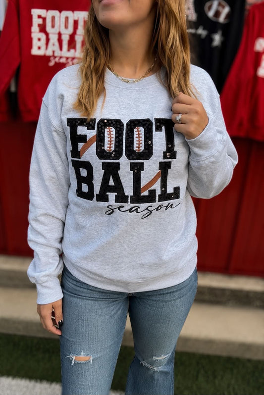 Ash Gray Sequin "Football Season" Crewneck