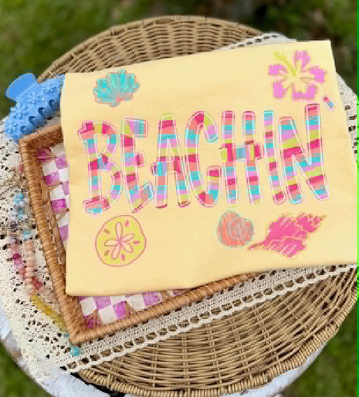 Banana Yellow "Beachin’ Patchwork Summer" Tee