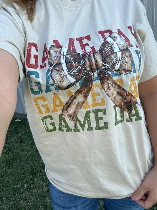 fall colored game day graphic tee