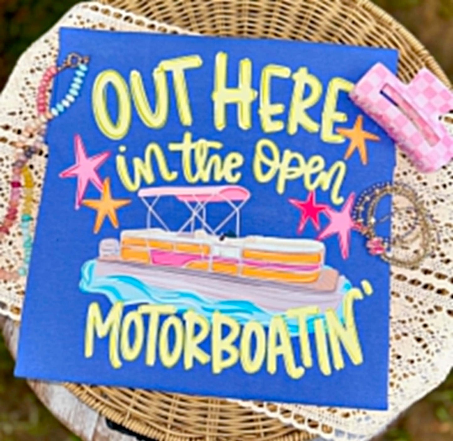 Royal Blue "Out Here in the Open Motorboatin’" Tee