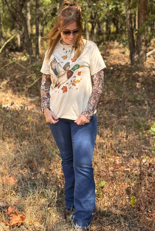 Short Sleeve Cream "Flying Mallard" Tee