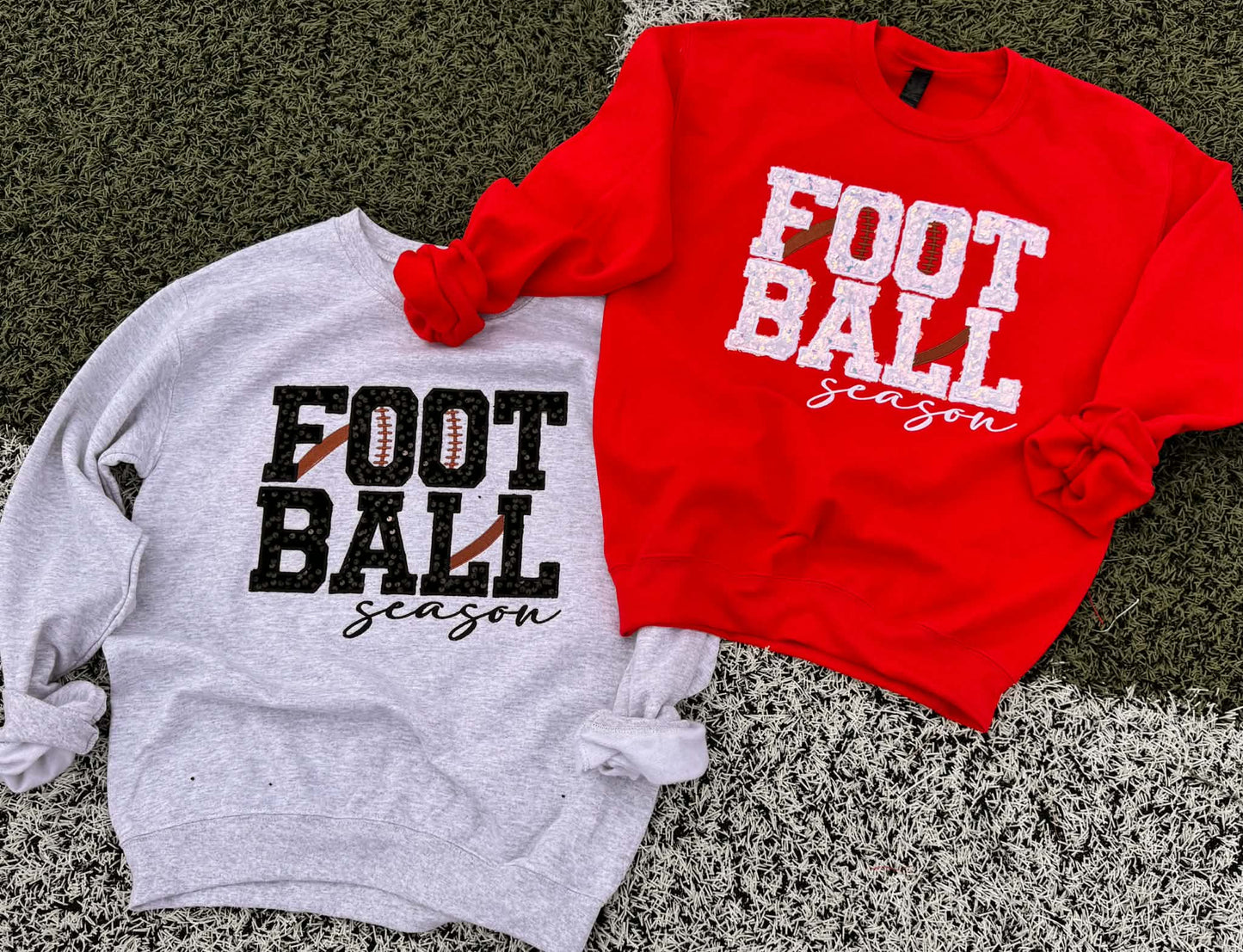 Ash Gray Sequin "Football Season" Crewneck