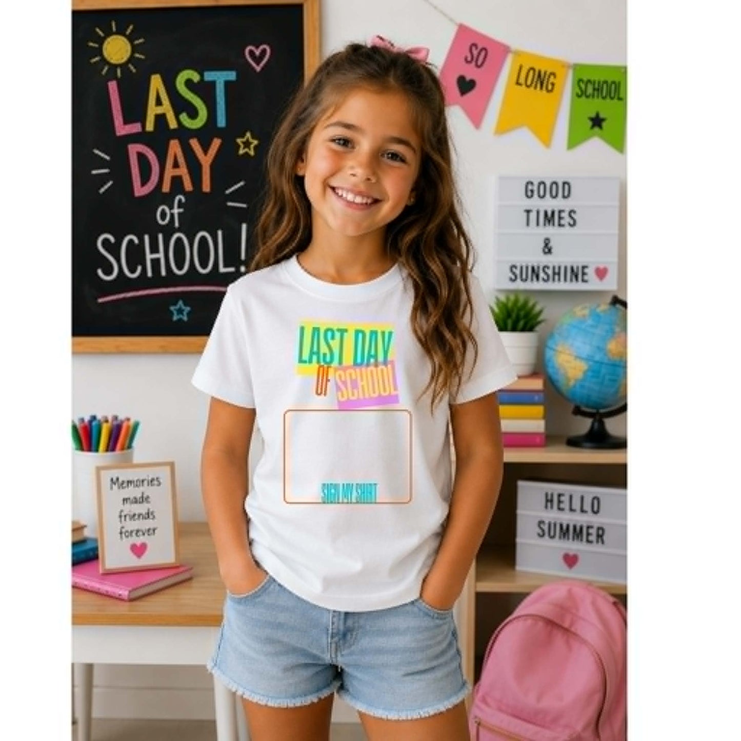 Neon "Last Day of School, Sign My Shirt" Tee - 2 Options