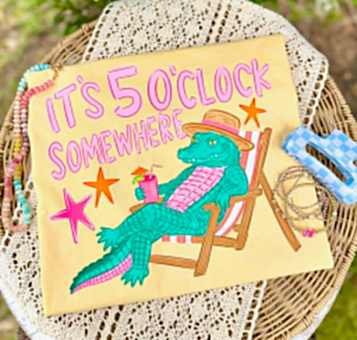Banana Yellow "It’s 5 O’Clock Somewhere Gator" Tee