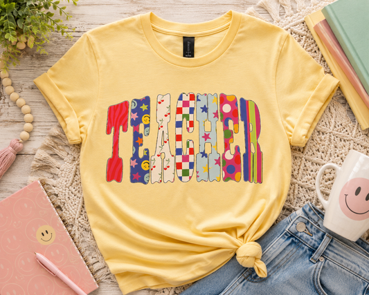 Yellow Funky Fun "Teacher" Tee