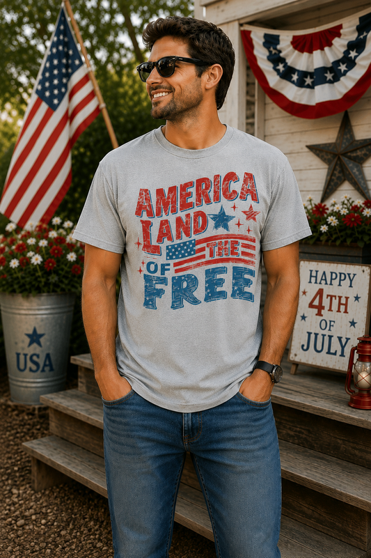 Grey "America Land of the Free" Tee