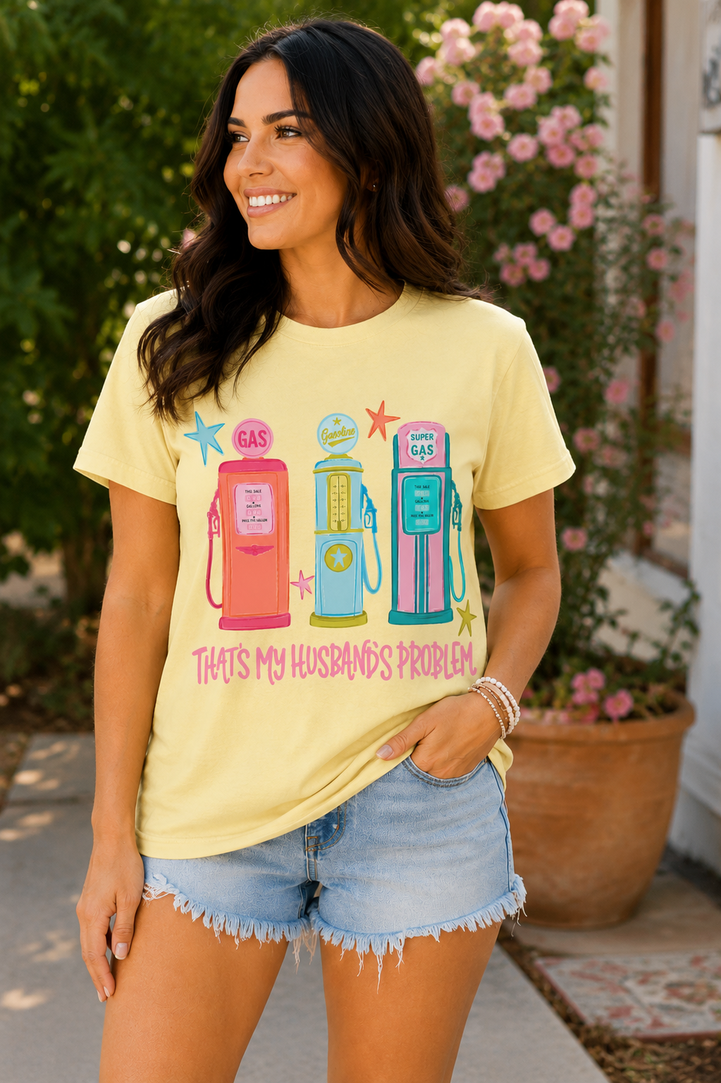 Yellow "That's My Husband's Problem" Tee - 2 Color Options