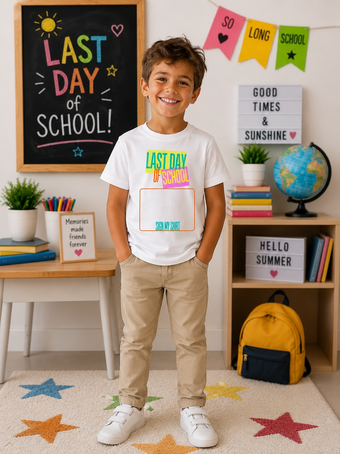 Neon "Last Day of School, Sign My Shirt" Tee - 2 Options
