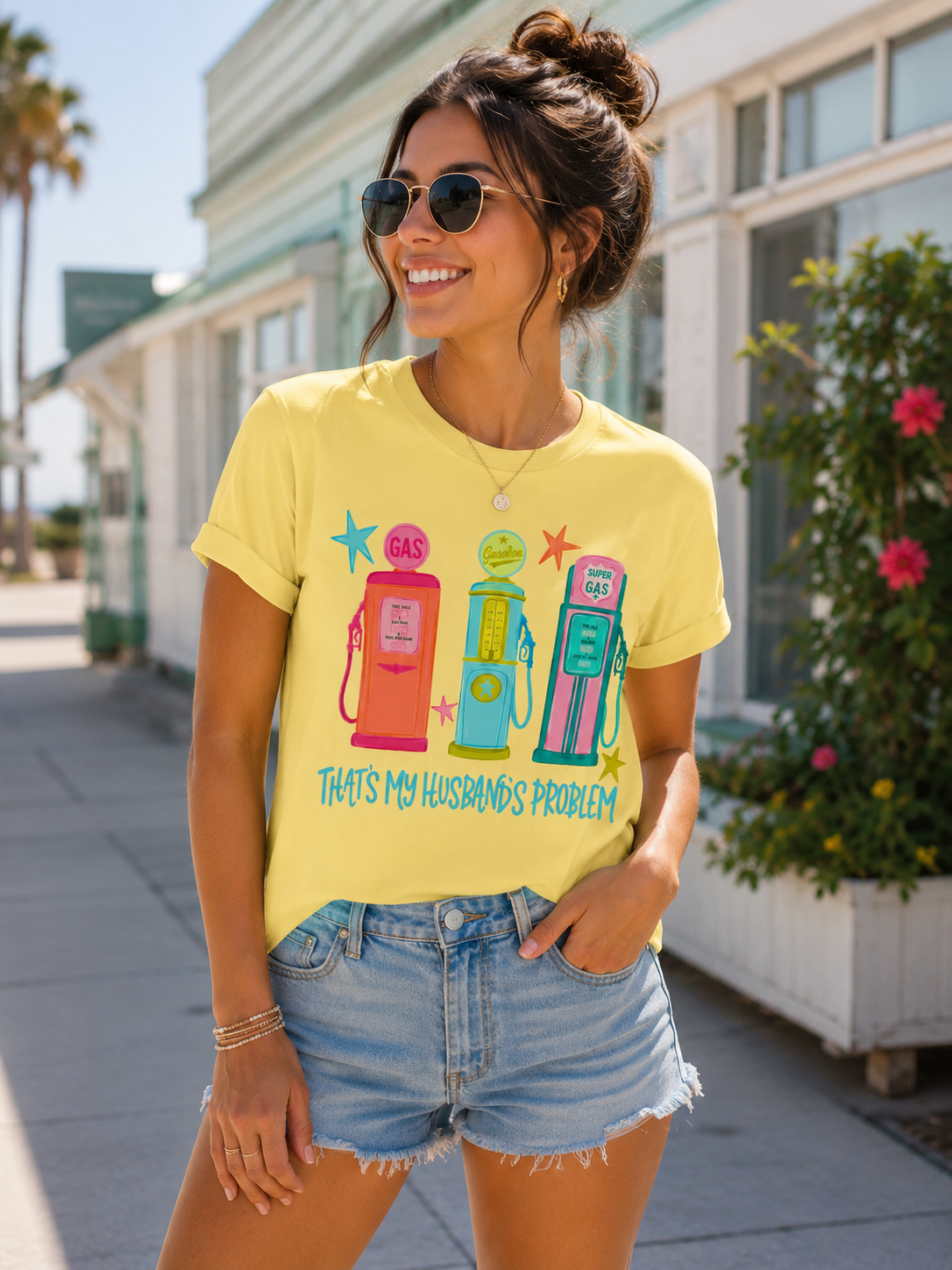 Yellow "That's My Husband's Problem" Tee - 2 Color Options