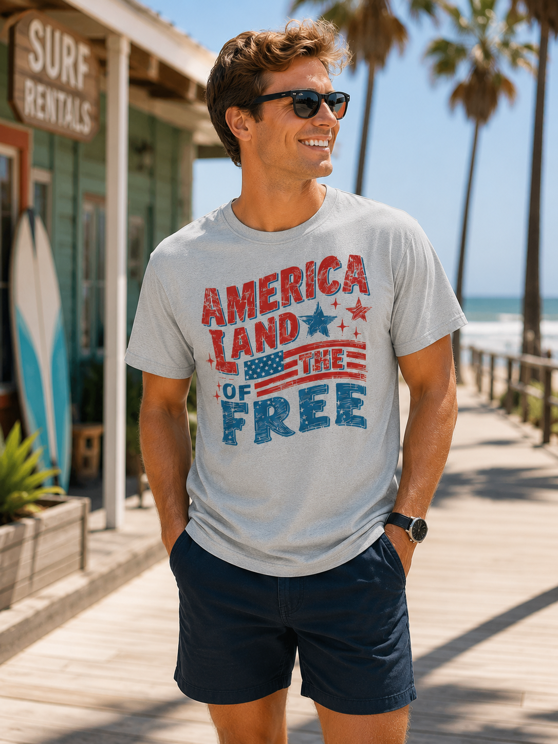 Grey "America Land of the Free" Tee