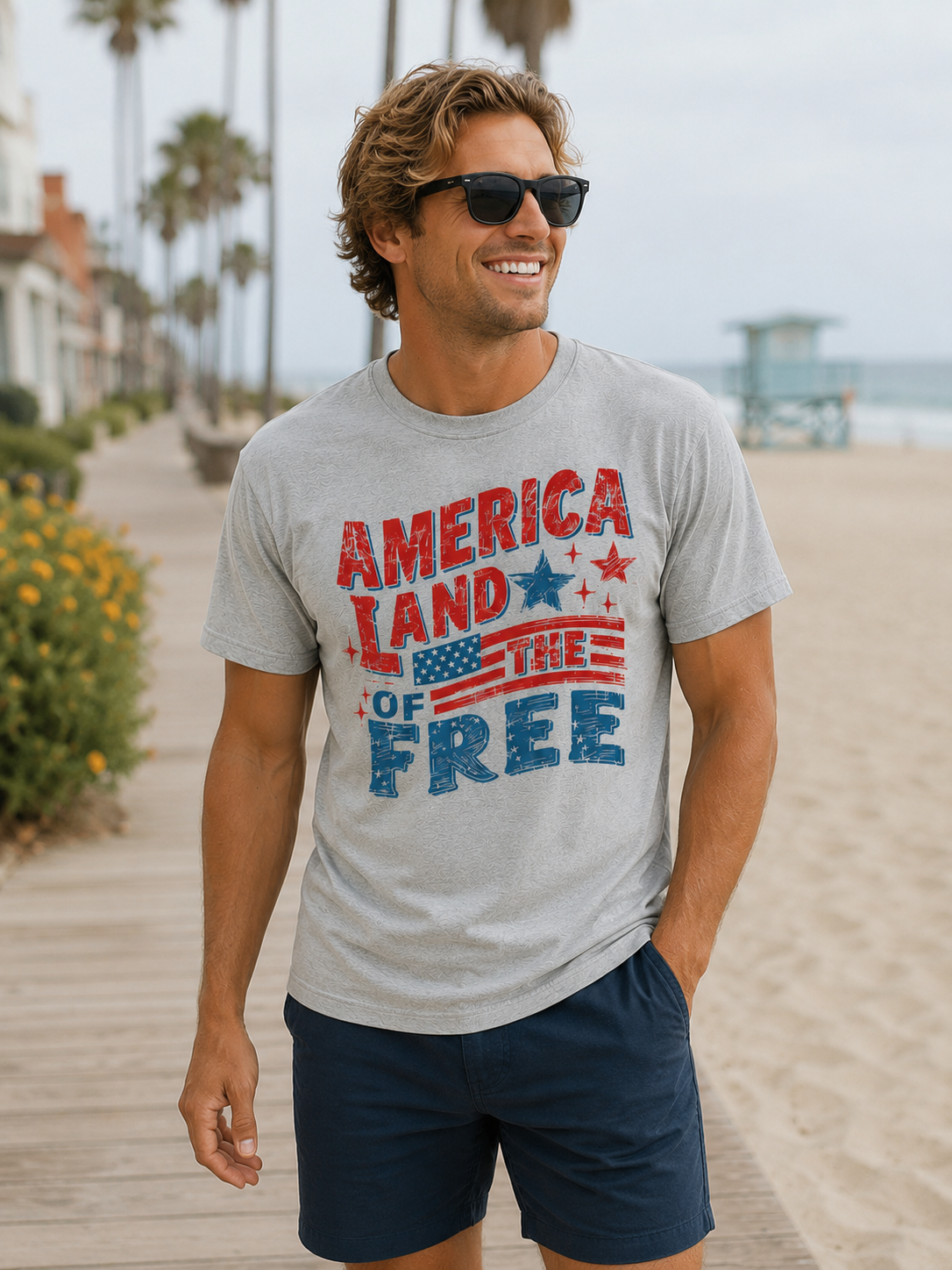Grey "America Land of the Free" Tee