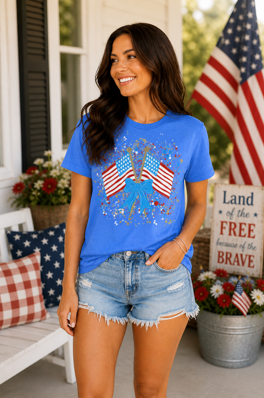 Royal Blue "Liberty Bows & Stars" Tee