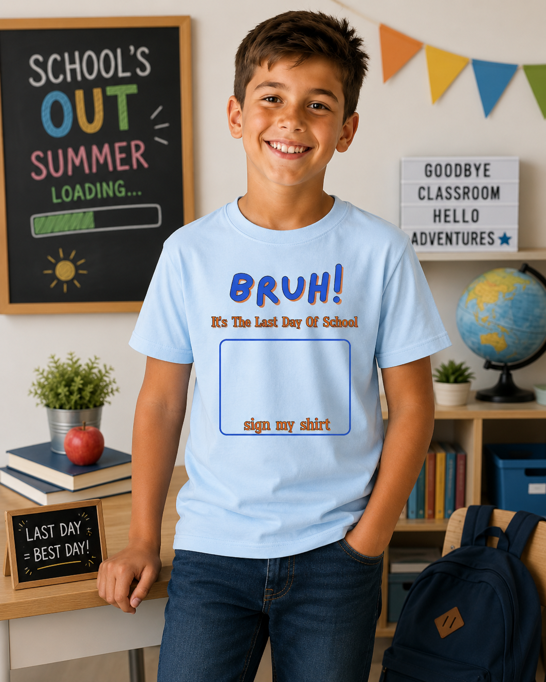 "Bruh! It's the Last Day of School, Sign My Shirt" Tee - 2 Options