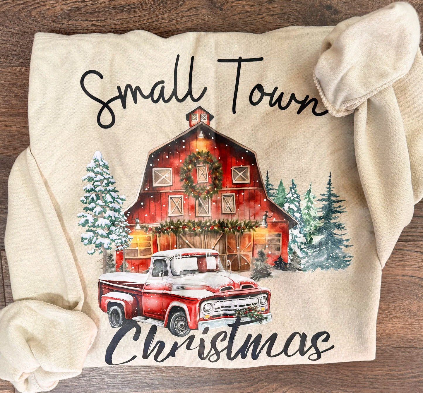 small town christmas graphic sweatshirt