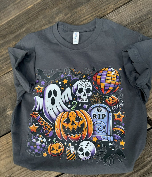 colorful halloween graphic tee