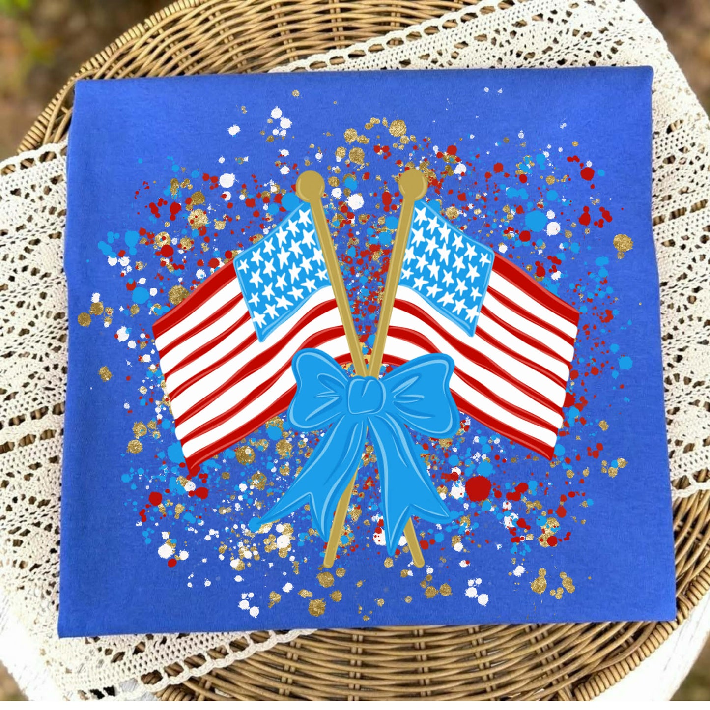 Royal Blue "Liberty Bows & Stars" Tee