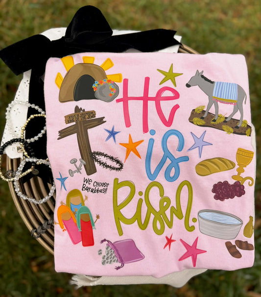 Pink "He Is Risen" Tee