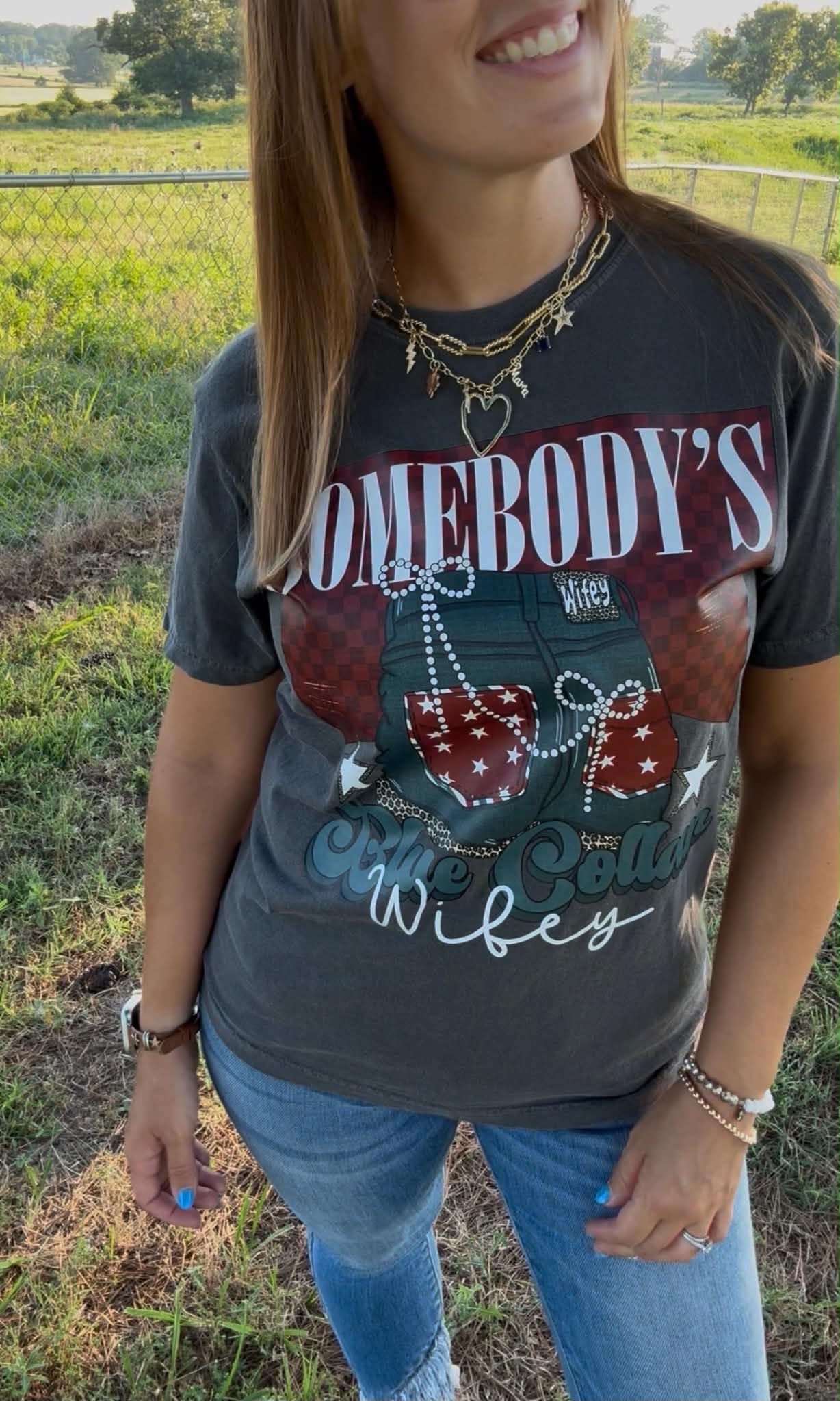 Pepper "Somebody’s Blue Collar Wifey" Tee