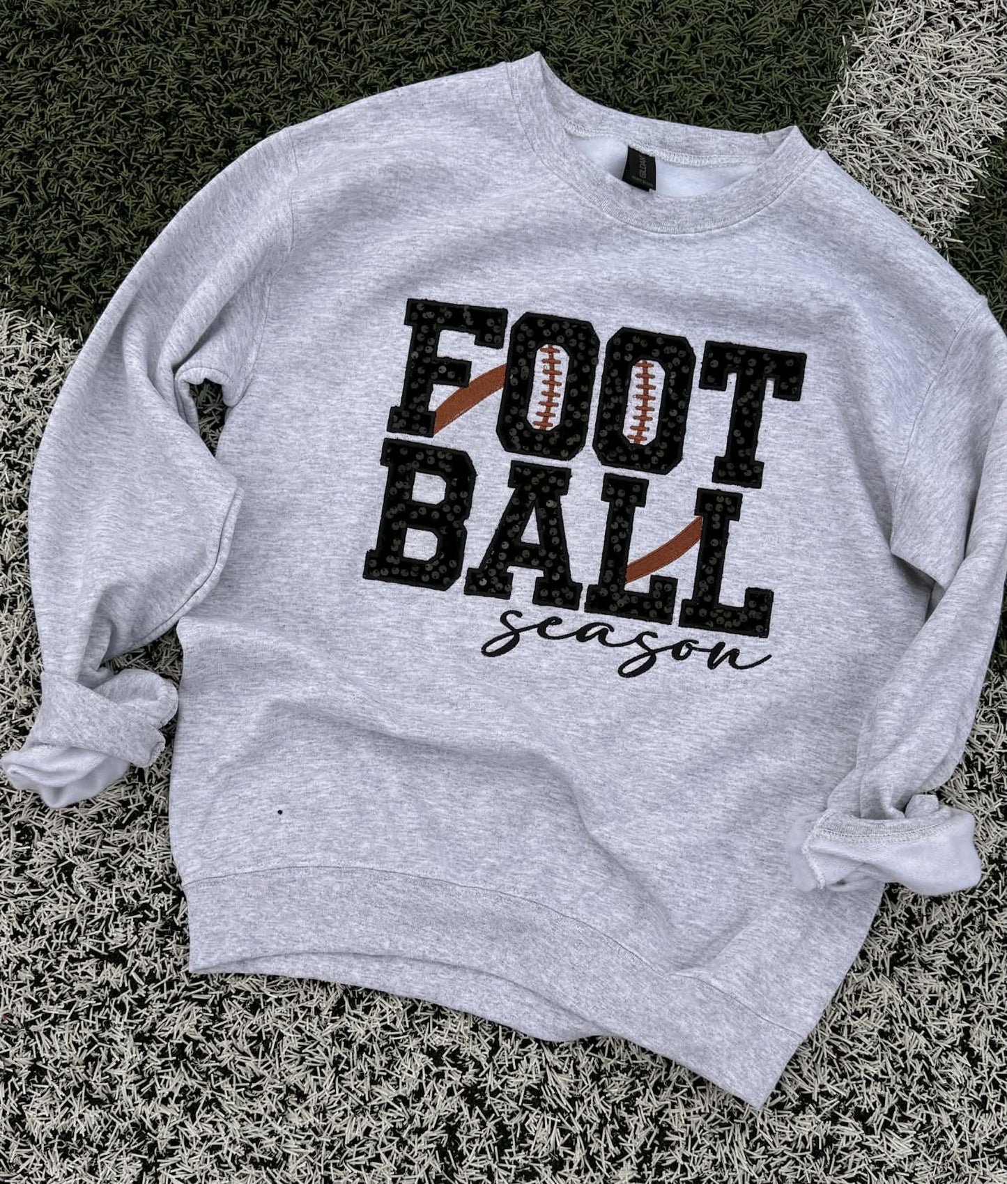 Ash Gray Sequin "Football Season" Crewneck
