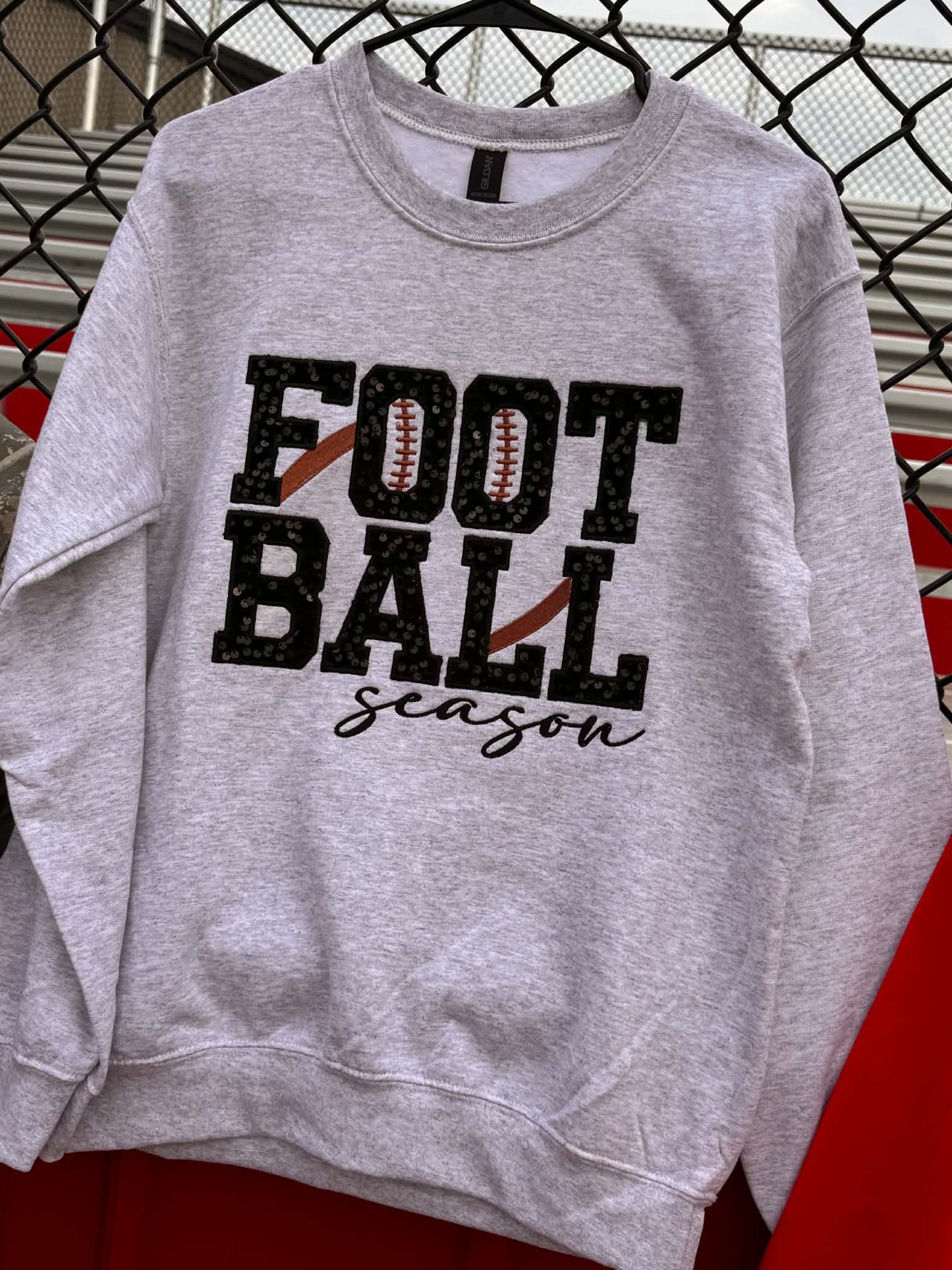 Ash Gray Sequin "Football Season" Crewneck