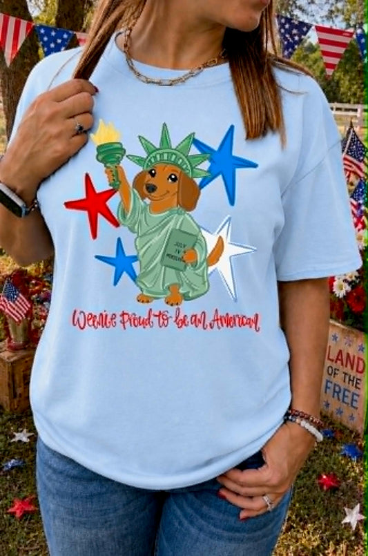 Light Blue "Weenie Proud to Be an American" Tee