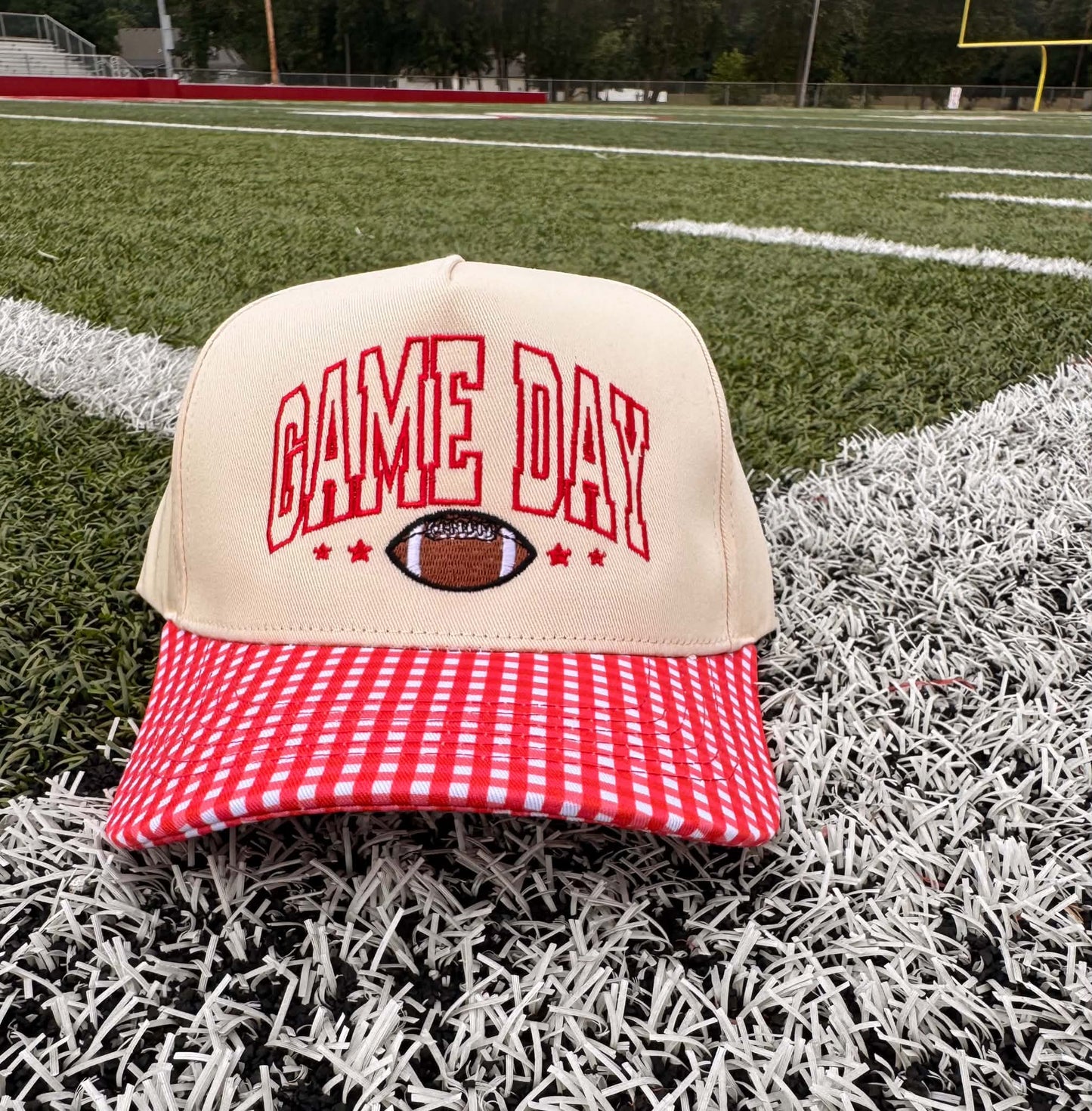 Game Day Red Gingham Trucker Hat