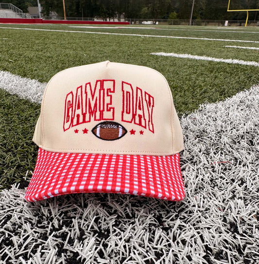 Game Day Red Gingham Trucker Hat