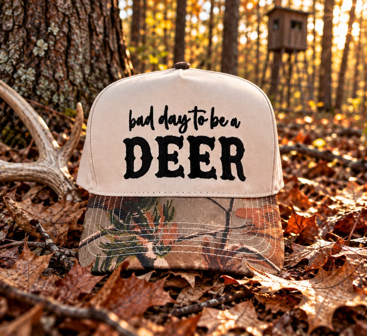 Camo "Bad Day to Be a Deer Trucker Hat" Trucker Hat